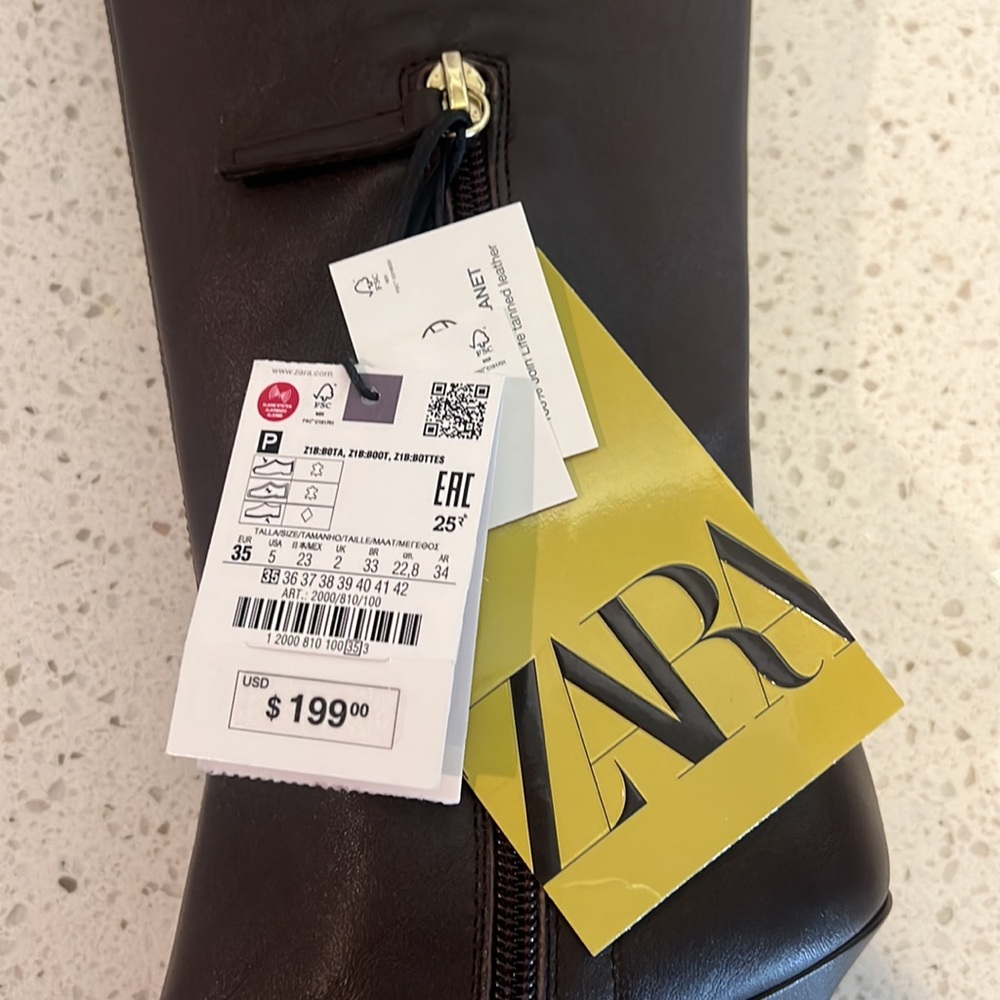 Zara Knee high brown leather boots
